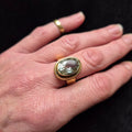 Rafaela- oval cut, faceted, green amethyst ring,brass ,antique style,size