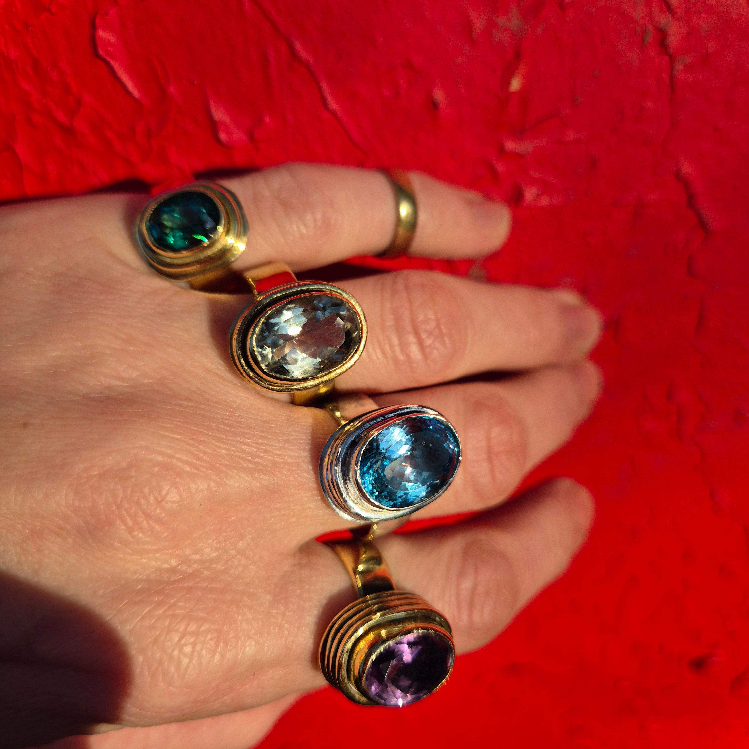 Sterling silver ring with blue topaz