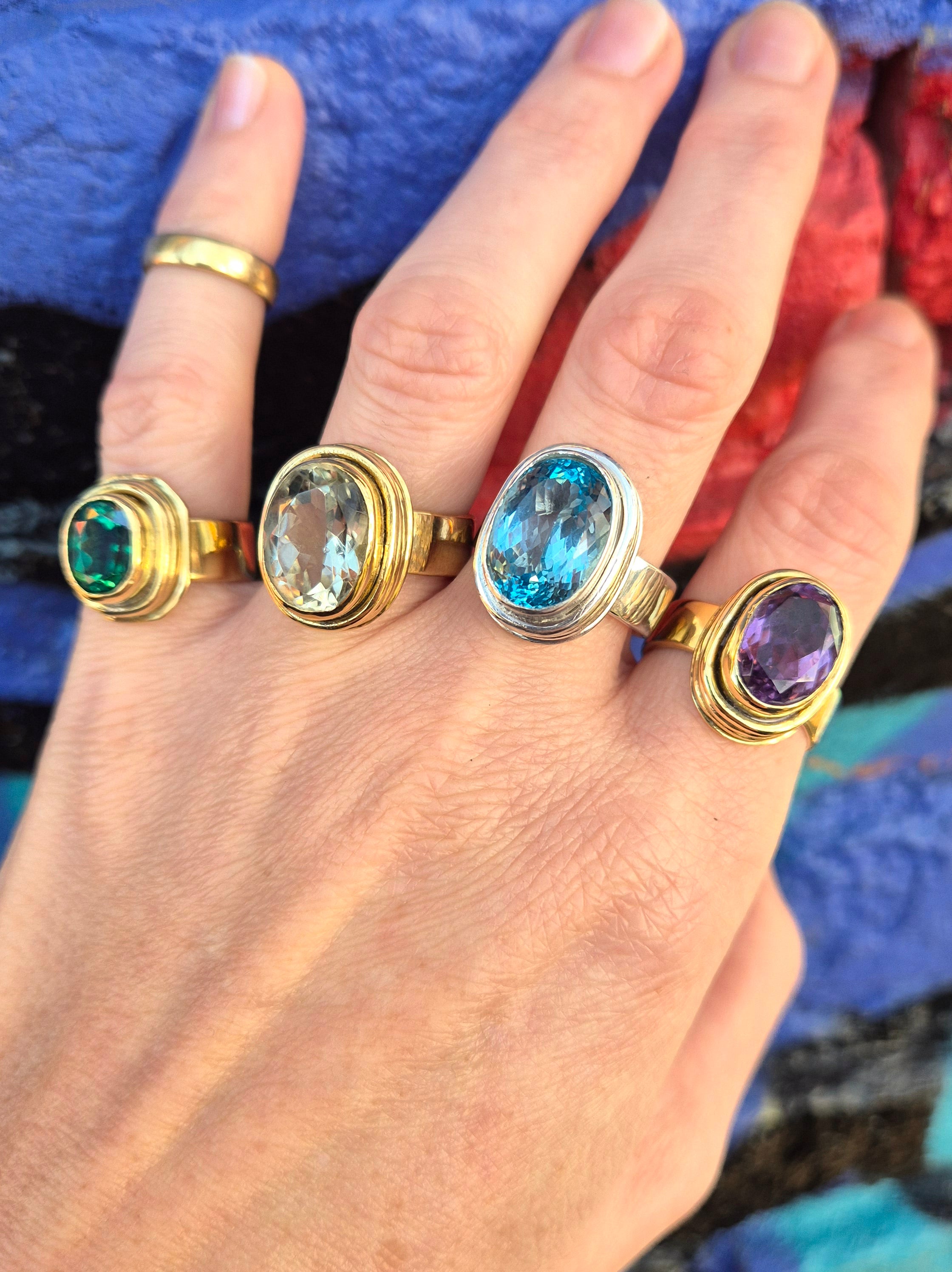 Sterling silver ring with blue topaz