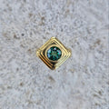 Green Topaz, Round Cut, Faceted Ring, Art Deco, Modern, Ancient style, Geometric Ring, Hand-Made