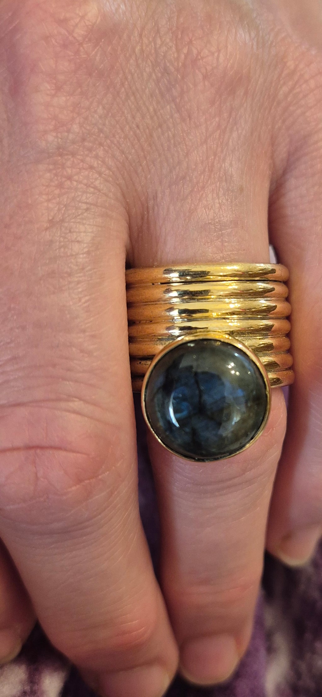 Labradorite brass coil ring