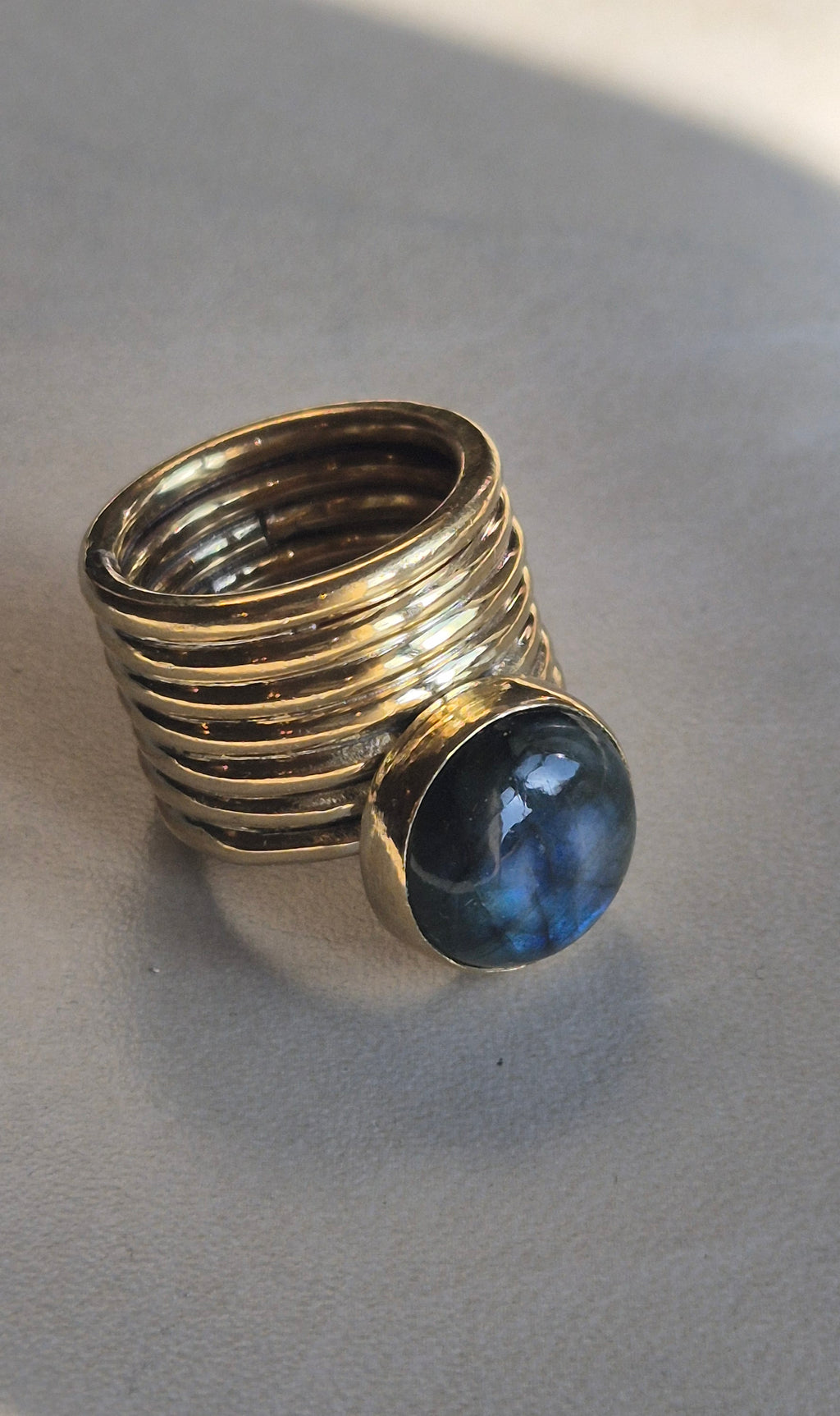 Labradorite brass coil ring