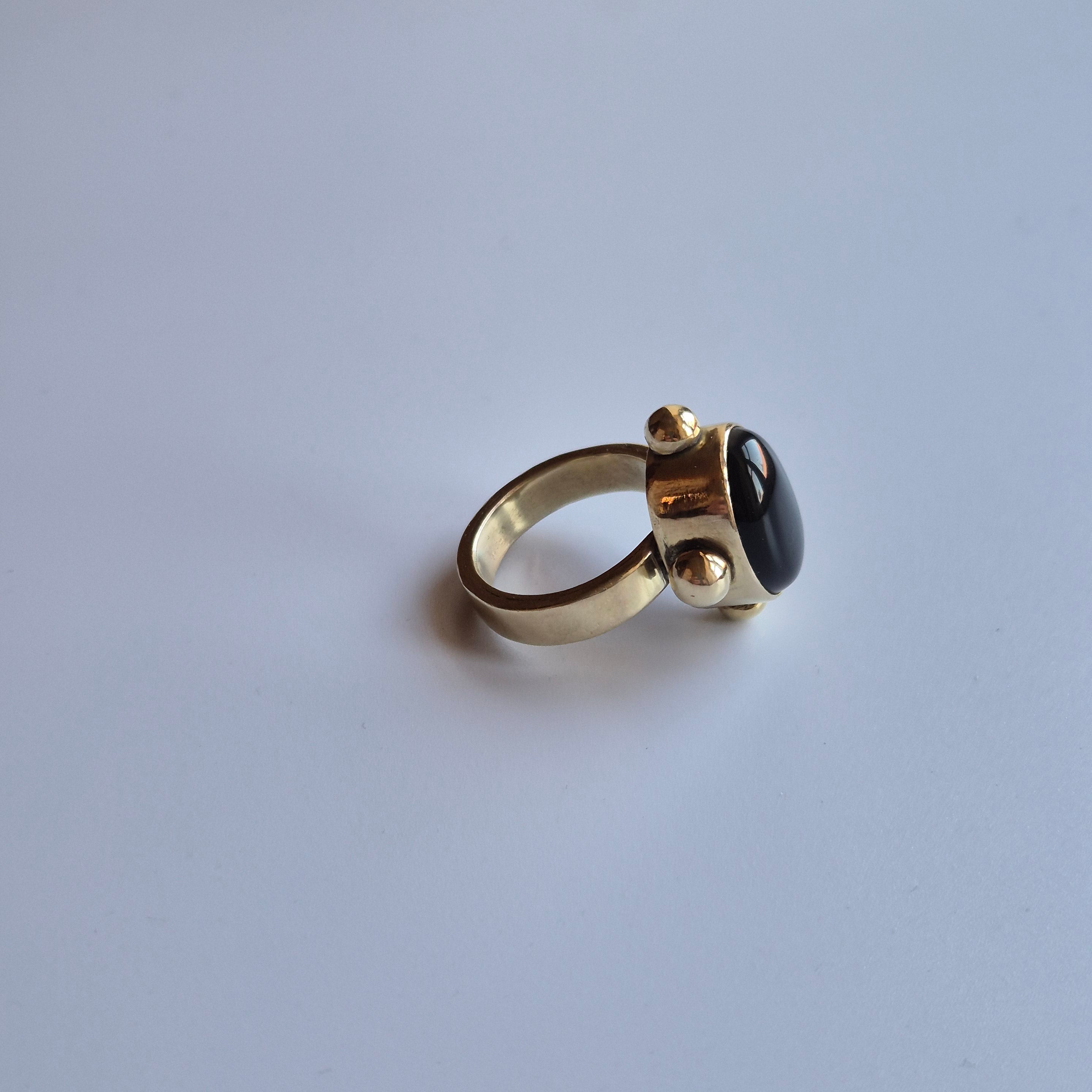 Joanna - black agate, brass, ancient style ring