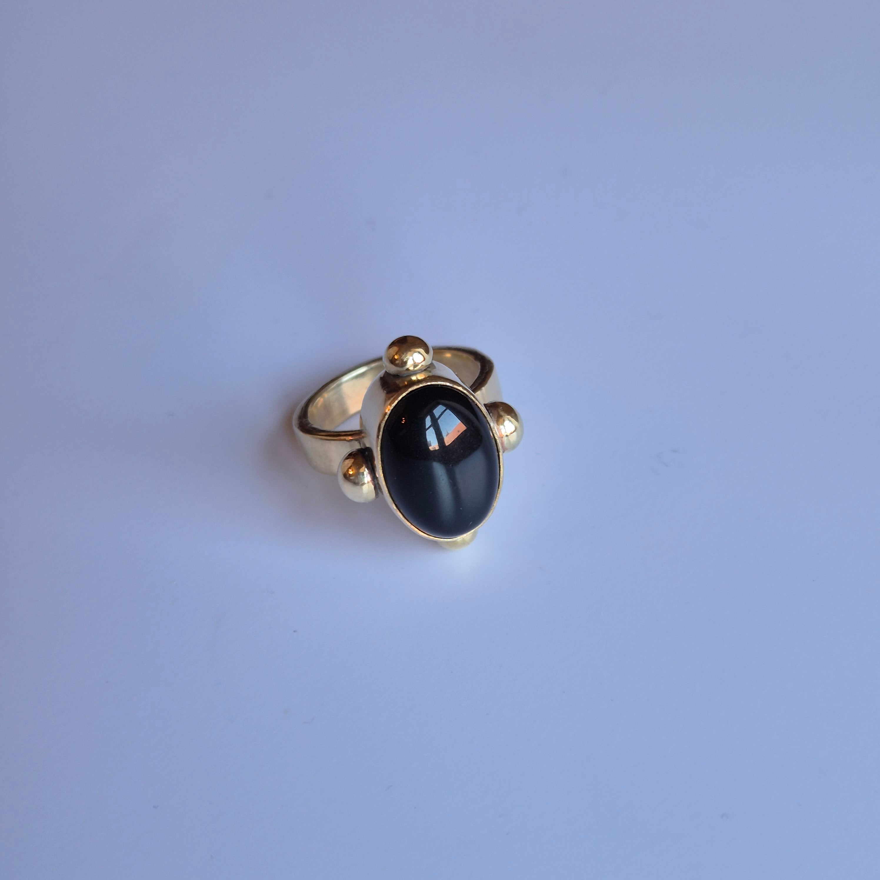 Joanna - black agate, brass, ancient style ring