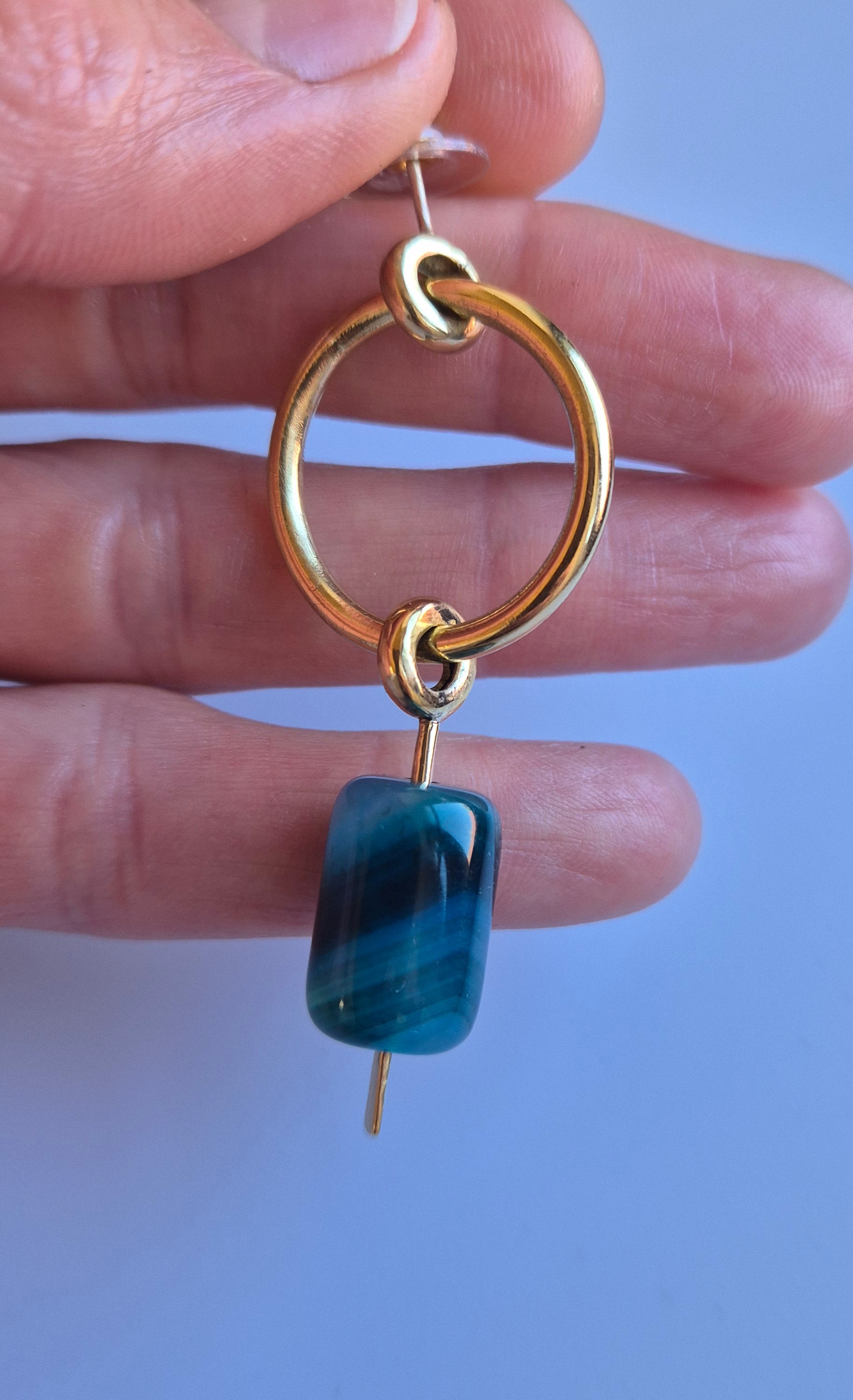 Brass agate dangling earrings