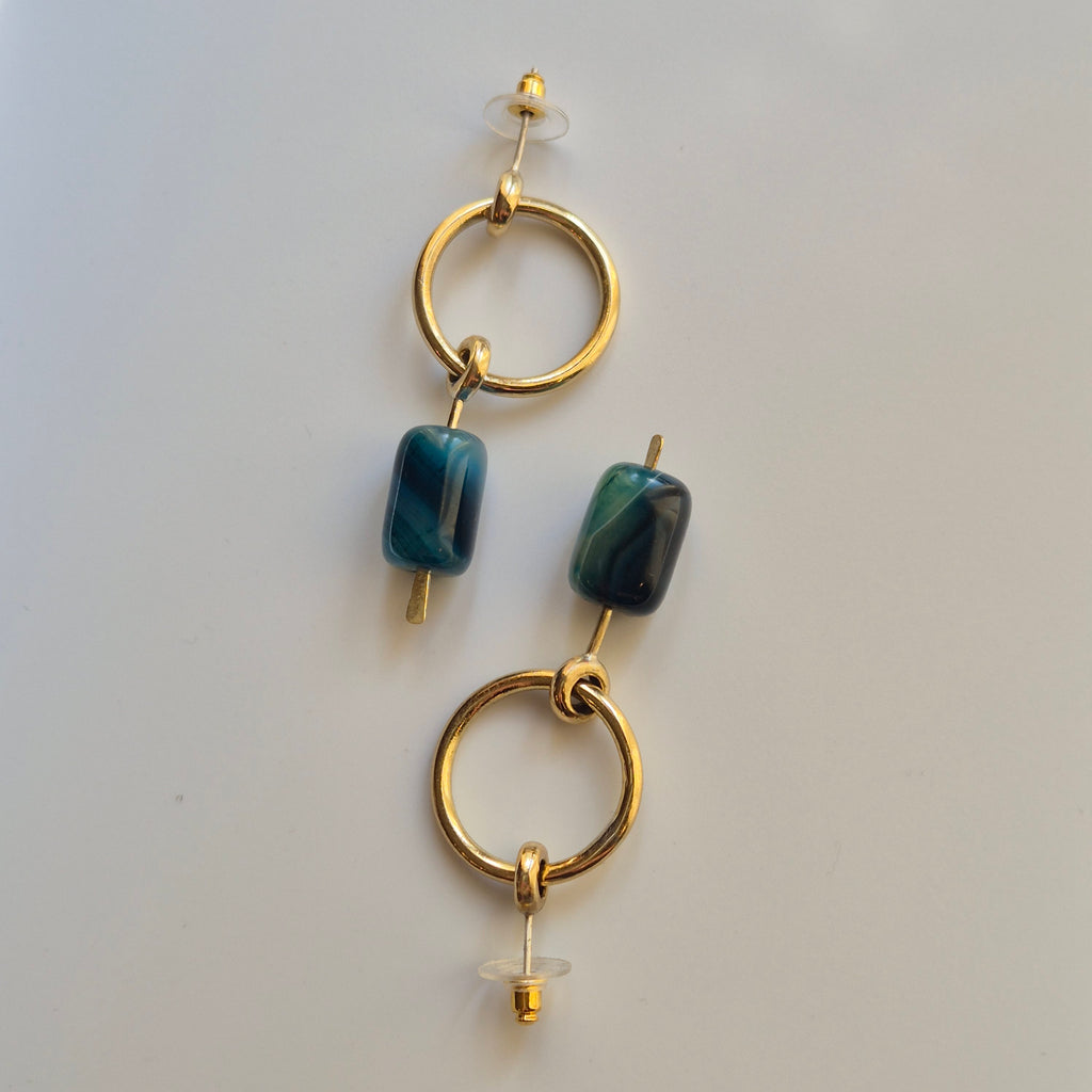 Brass agate dangling earrings
