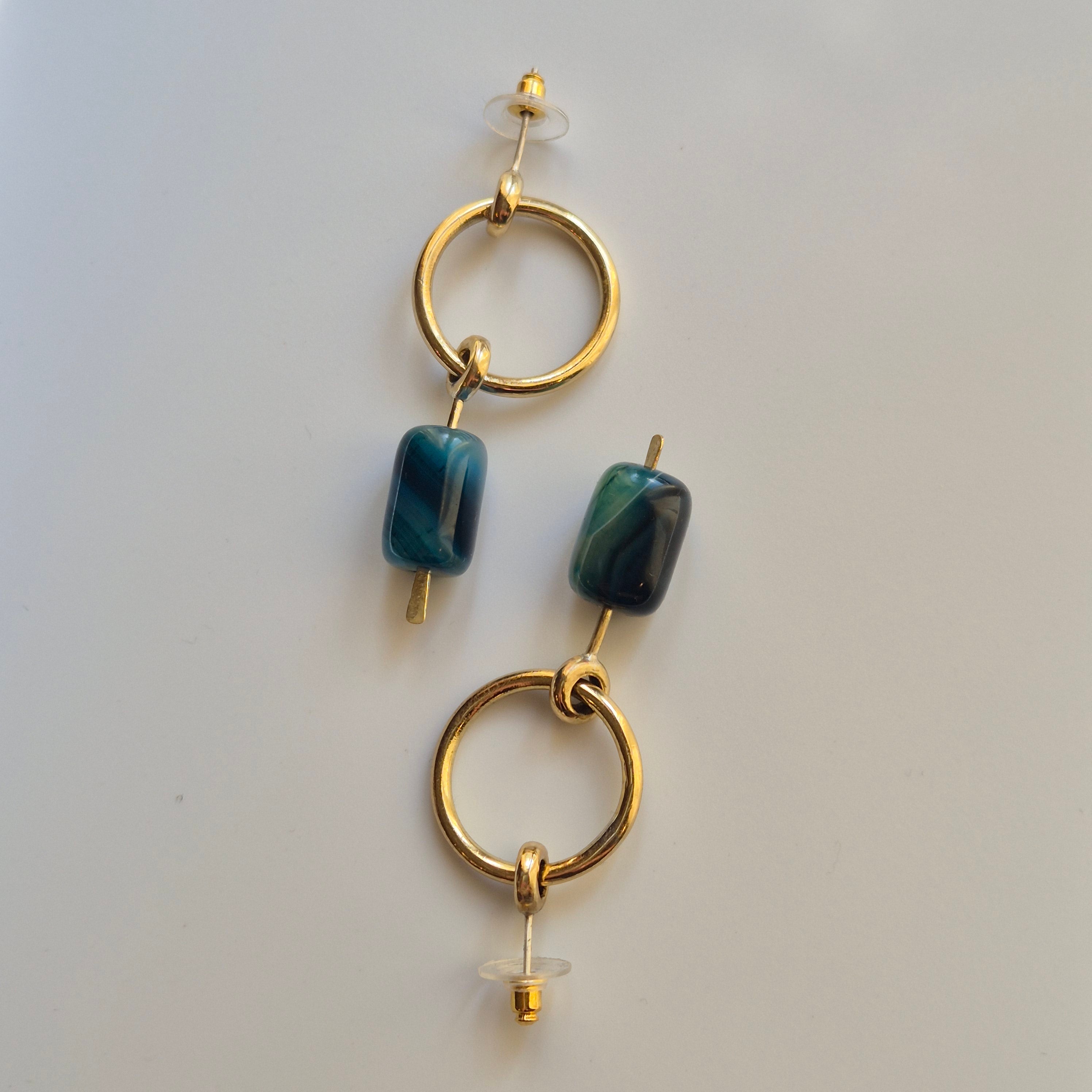 Brass agate dangling earrings