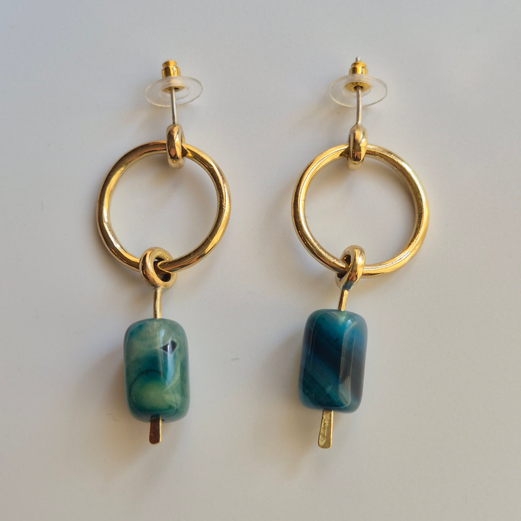 Brass agate dangling earrings