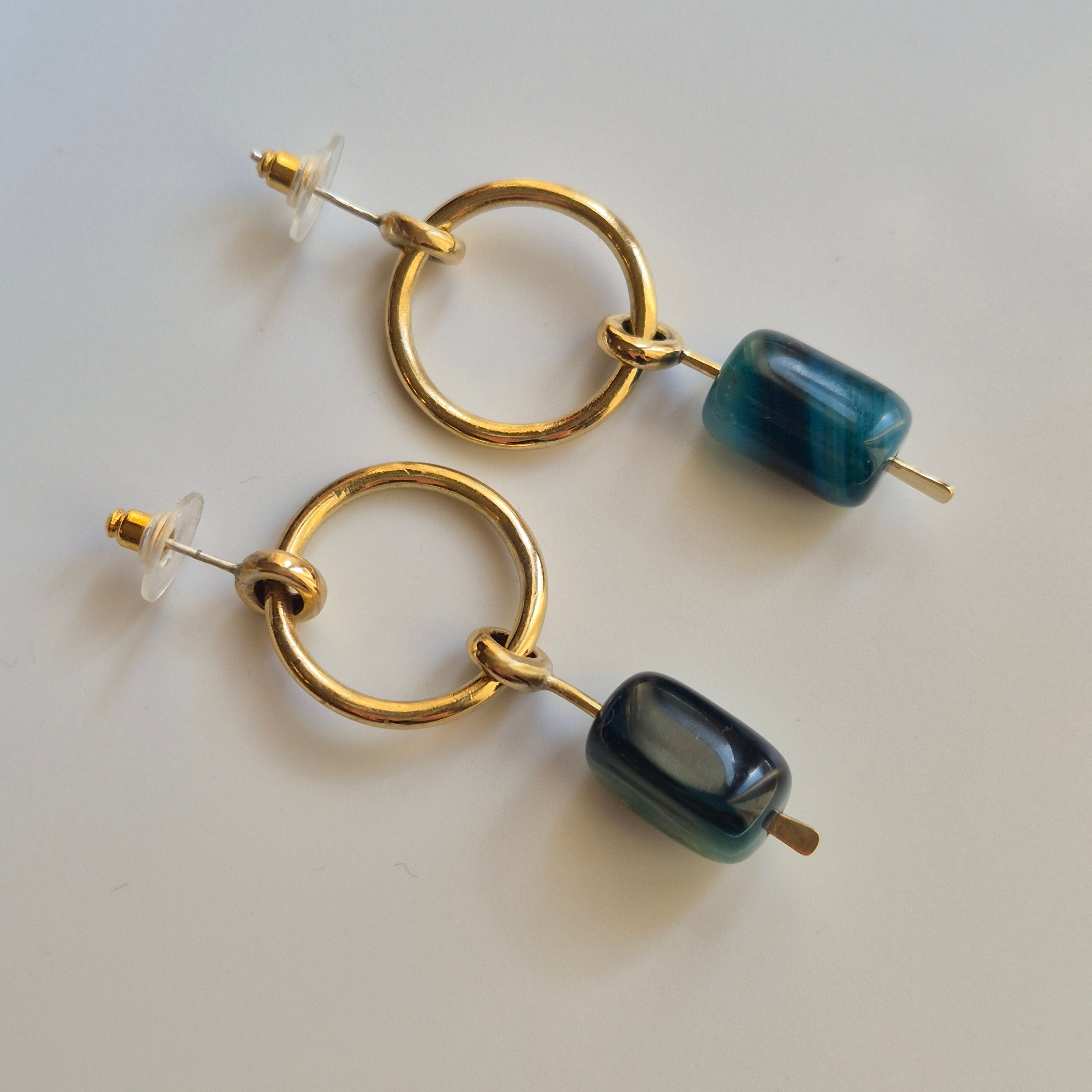 Brass agate dangling earrings